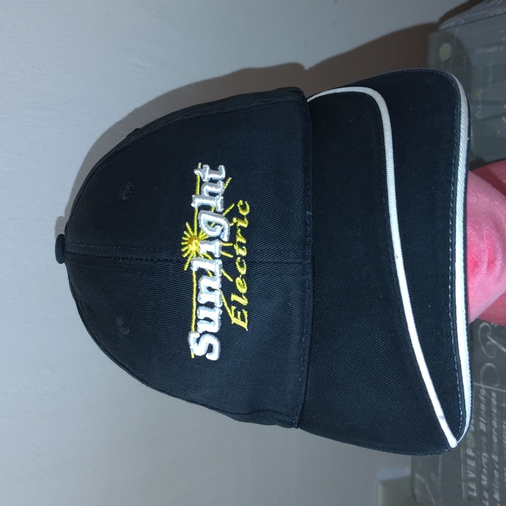 Sunlight Electric Embroidered Logo Black  Yellow Strapback Hat Cap